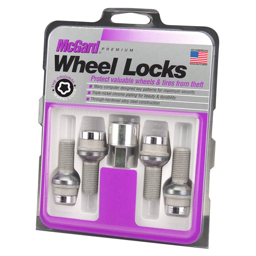 Bolt Style MCGARD 28032 Chrome Radius Seat Lock Bolt Set (M14 x 1.5 Thread Size) - Set of 4, 4 Locks / 1 Key
