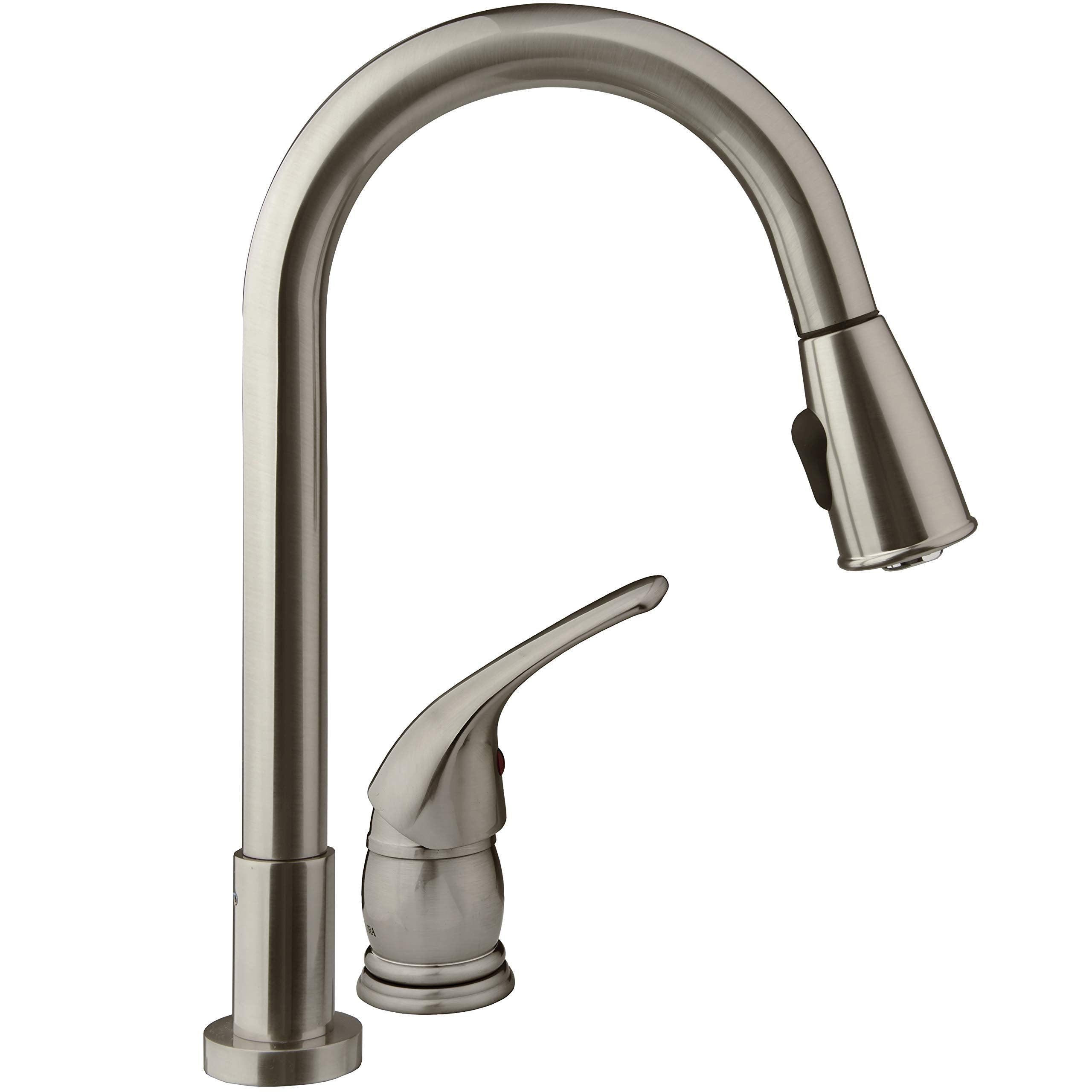 Dura Faucet RV DF-NMK503-SN Pull-Down Kitchen Sink Faucet with Side Lever (Brushed Satin Nickel)