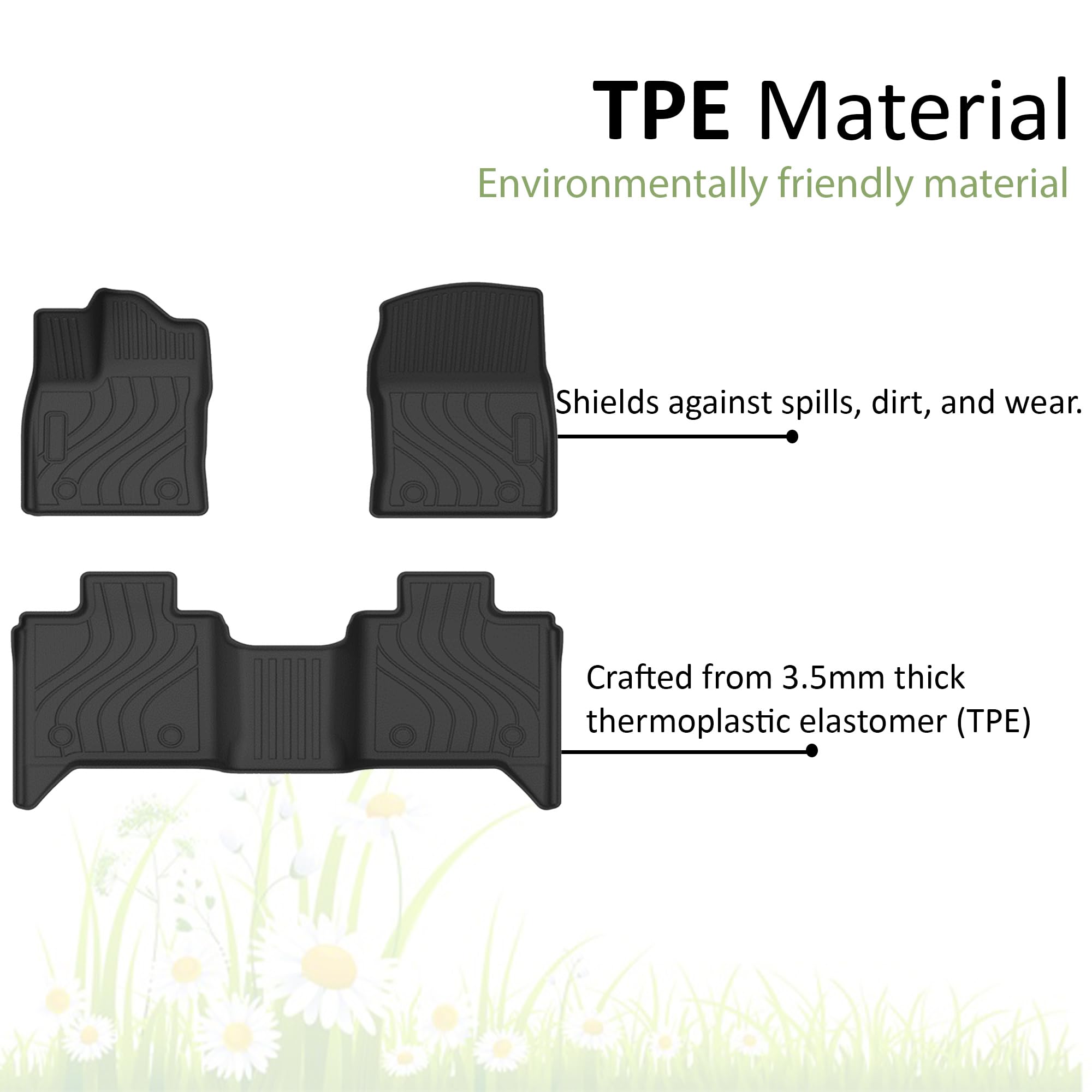 TOTALINER Black Horse Heavy Duty Floor Mat Anti-Skid Black 1.37'' Thickness Compatible with 2022-2025 Toyota Tundra-FMTTU22