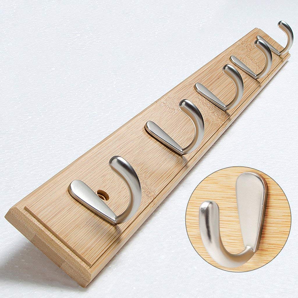 YIMJ Home Hook Coat Rack Wall Mount Towel Leash Backpack Hanging Hook Entryway Organization Storage Rack, Natural, 5Hook