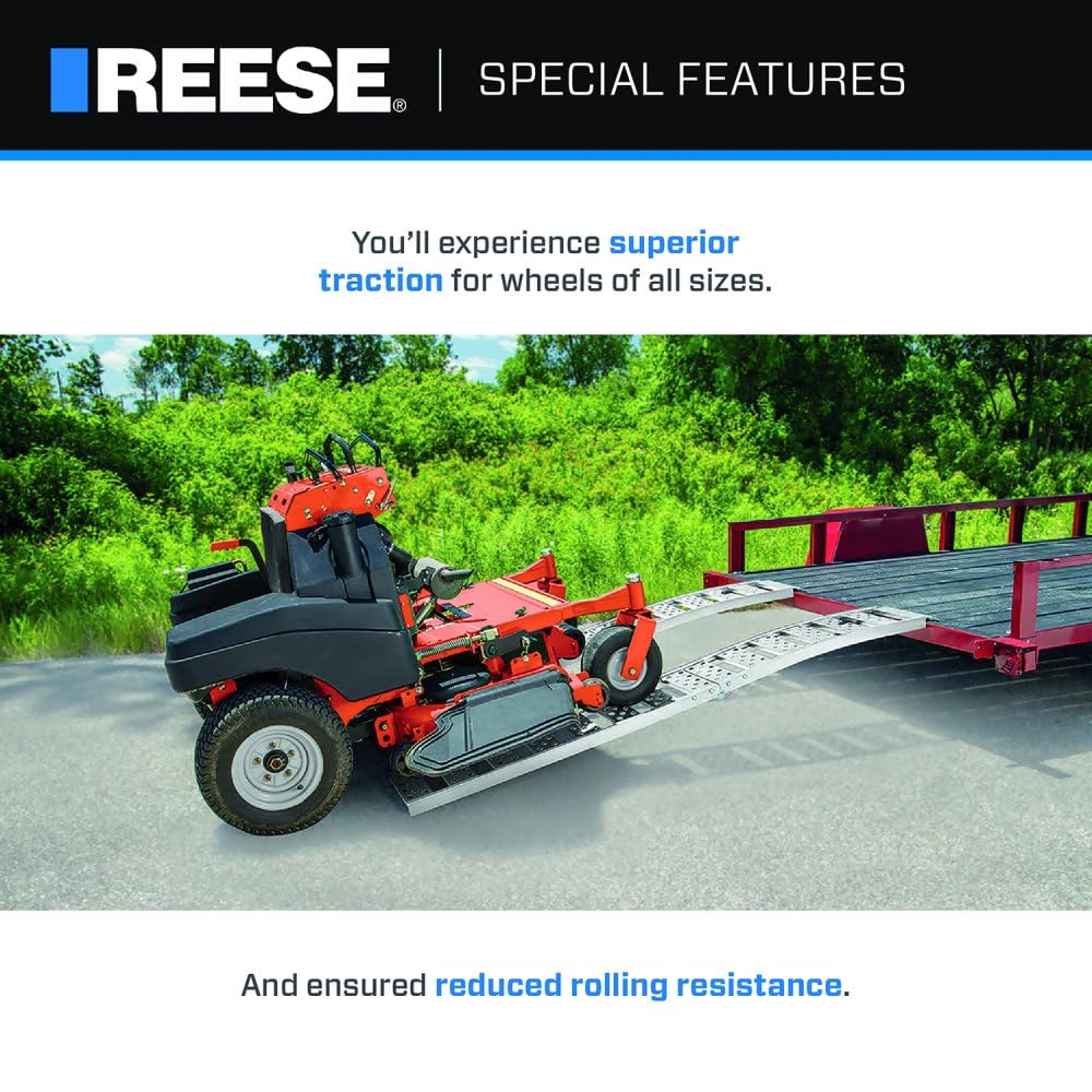 Reese Arched 9515020 Center-fold Aluminum Loading Ramp, 12 Inch x 92 Inch, 1,500 lbs. Capacity, Pair