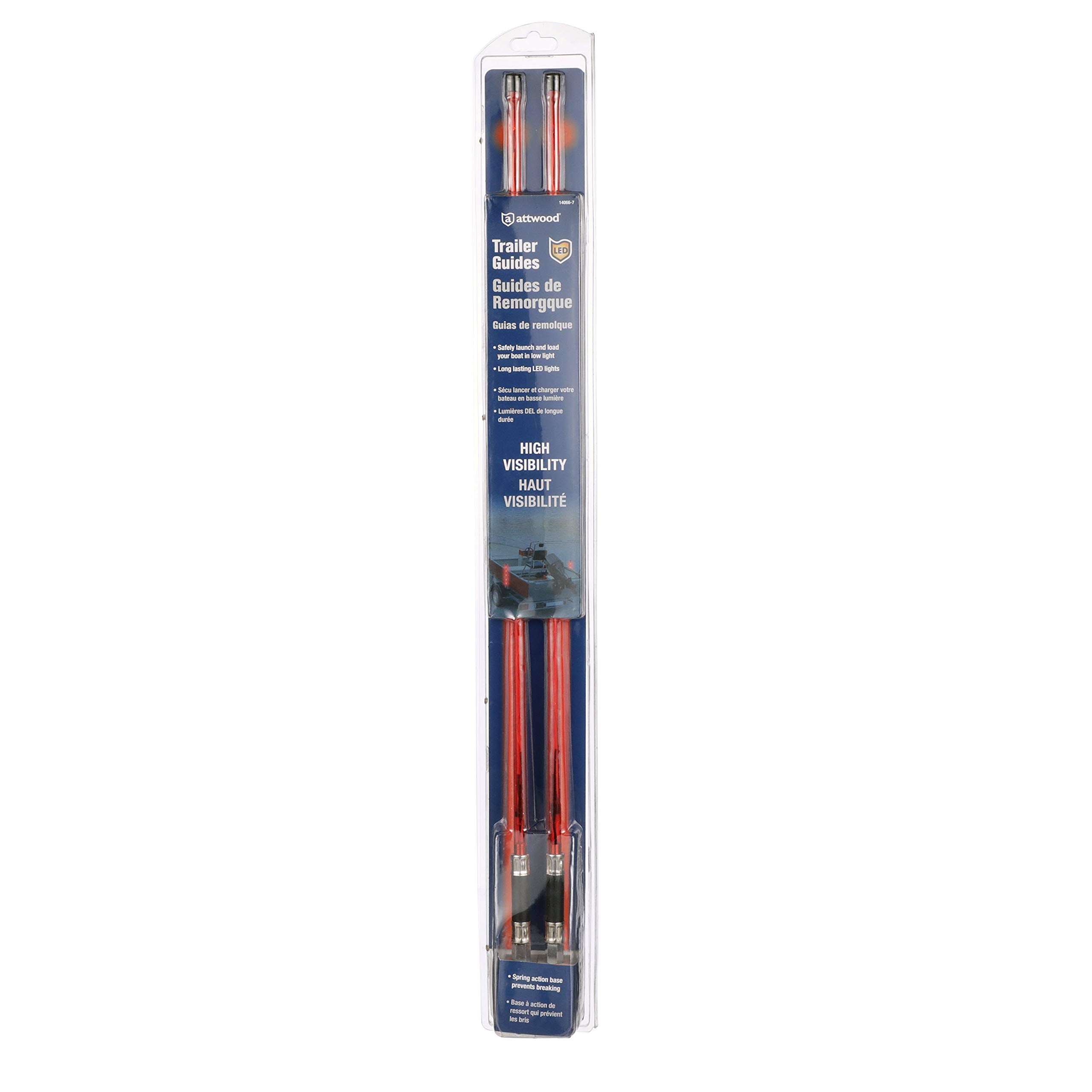 Trailer Guide Lights Attwood 14066-7, Waterproof Red LED Lights, Aid in Trailer Backing, 51 Inches L x ¼-Inch Diameter