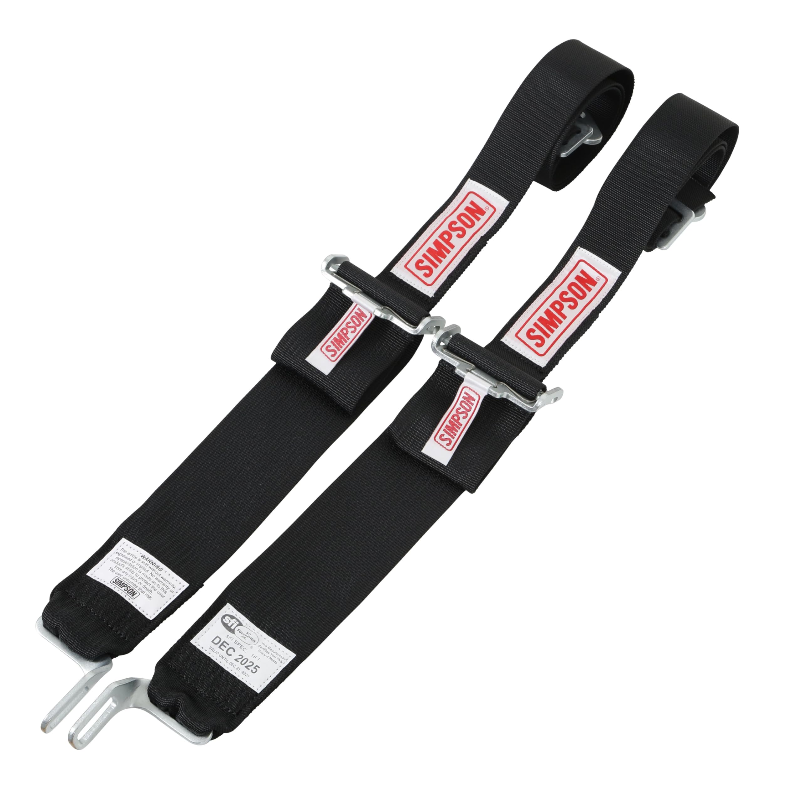 SIMPSON 29063BKH Safety Harness - 5 Point - Latch and Link - SFI 16.1 - Pull Down Adjust - Bolt-in - Individual Harness - Black - Kit