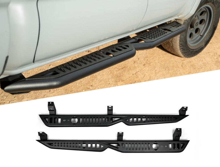 Offroad DV8 OE Plus Side Steps for 2016-2023 Toyota Tacoma Crew Cab | Anti-Slip Design | Mounts to Body/Pinch Weld | Provides Protection from Light Trail Debris | Fully Bolt-On | Powder Coated | Steel