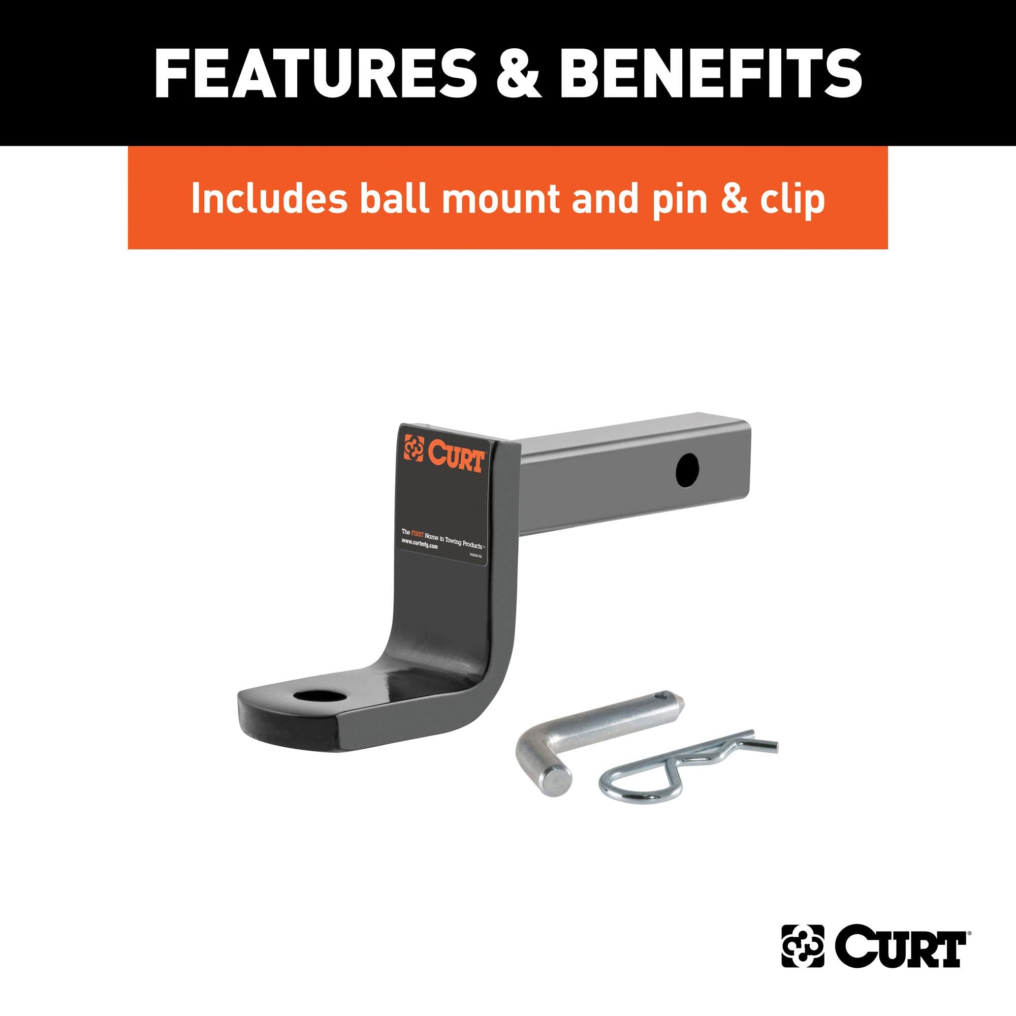 CURT Class 1 Trailer Hitch 112093 with Ball Mount, 1-1/4-In Receiver, Fits Select Honda Civic