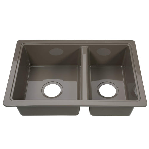 RV Double Kitchen Galley Sink CECIPA - 25" x 17" x 6.6" Stainless Steel Color ABS Plastic for 5th Wheel, Travel Trailer, Camper