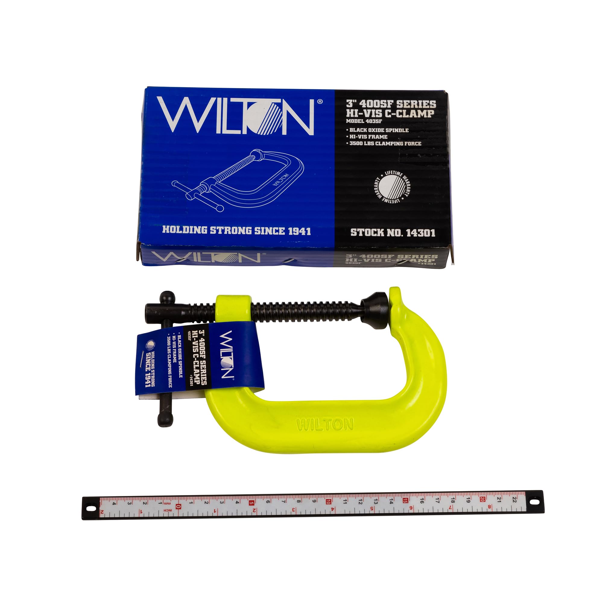 Hi-Vis Wilton C-Clamp, 3" Opening, 2-7/16" Throat, 3500 Lbs. Clamping Force (Model 403-SF)