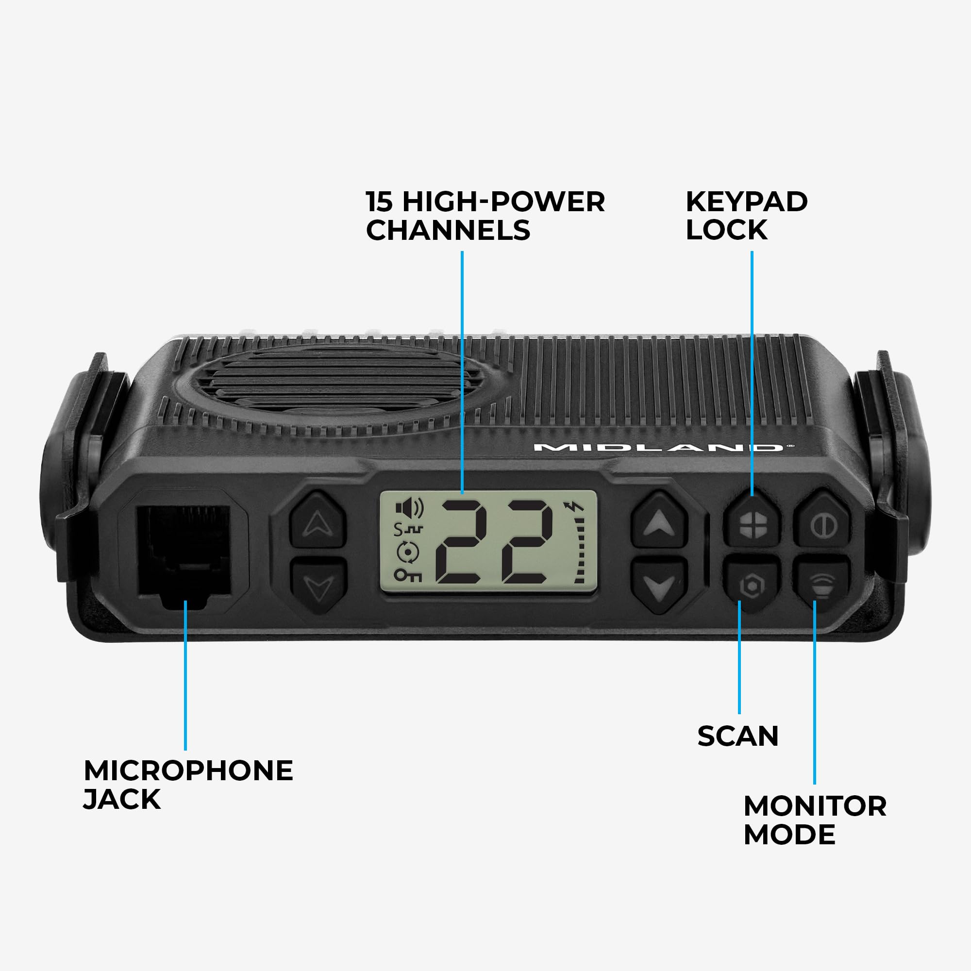 MXT105 - Midland 5 Watt GMRS MicroMobile Two Way Radio - Off Roading Outdoor RZR Farm Trails Radio - External Magnetic Mount Antenna - NOAA Weather Alerts