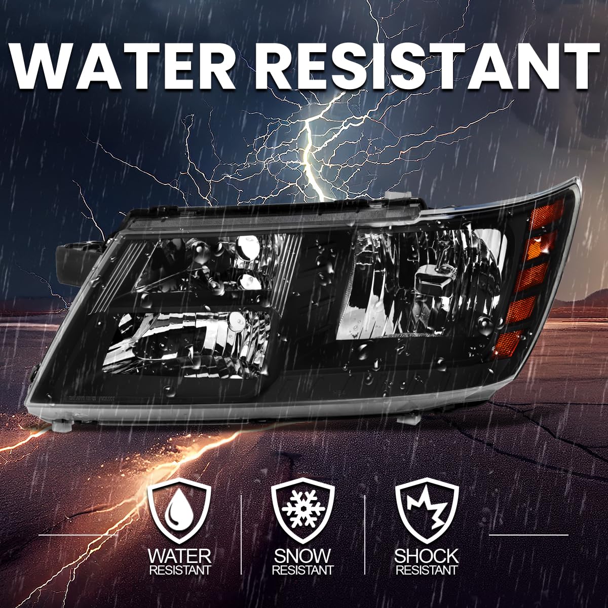 Black Headlights SPEC-D TUNING Compatible with 2009-2020 Dodge Journey, Left + Right Pair Headlamps Assembly