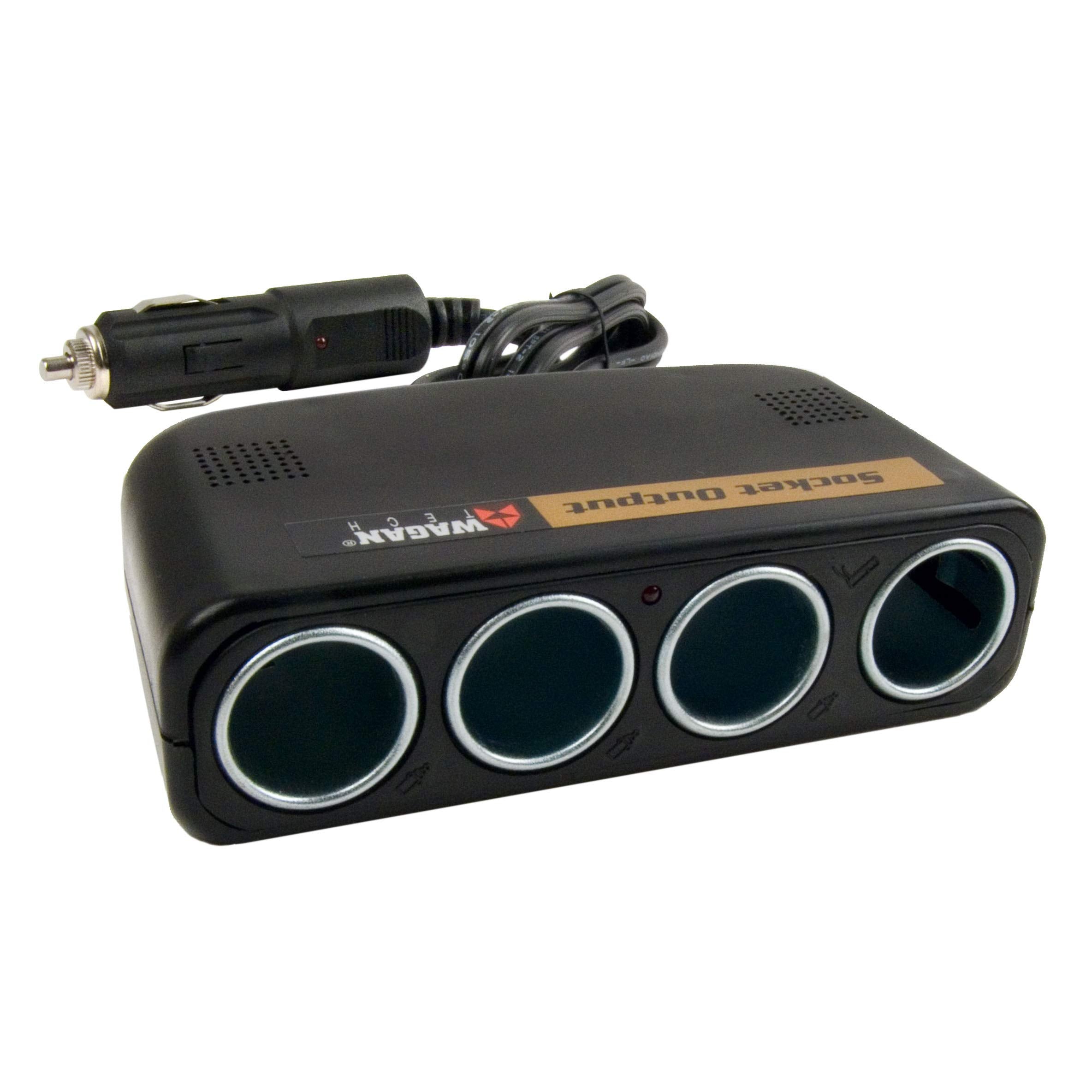4-Way Wagan 12V Automotive Socket Splitter and Extender, Cigarette Power Splitter