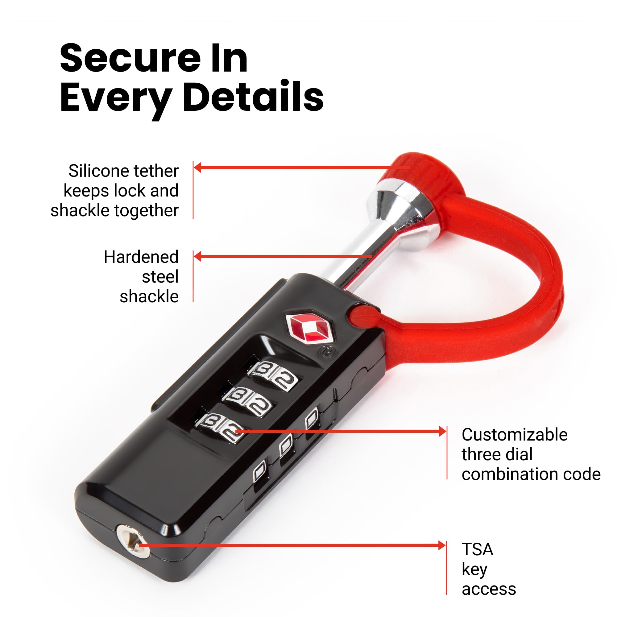 TSA Approved NANUK Lock – Durable, Secure Travel Case Lock with Cut-Resistant Steel Shackle & Rustproof