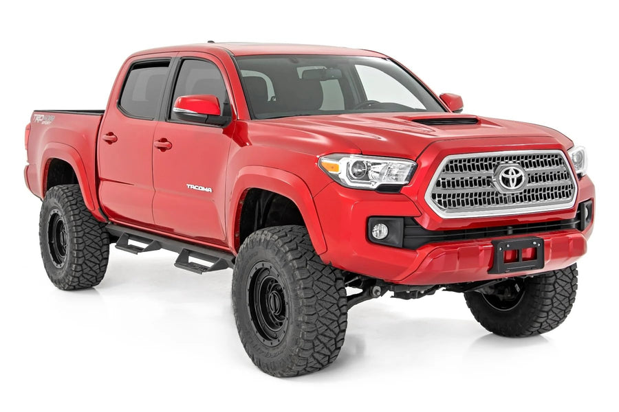 3.5" Rough Country Bolt-On Lift Kit with M1 Struts/M1 Rear Shocks for Toyota Tacoma 4WD (2005-2023) - Lifted Leaf Springs, Silver Control Arms