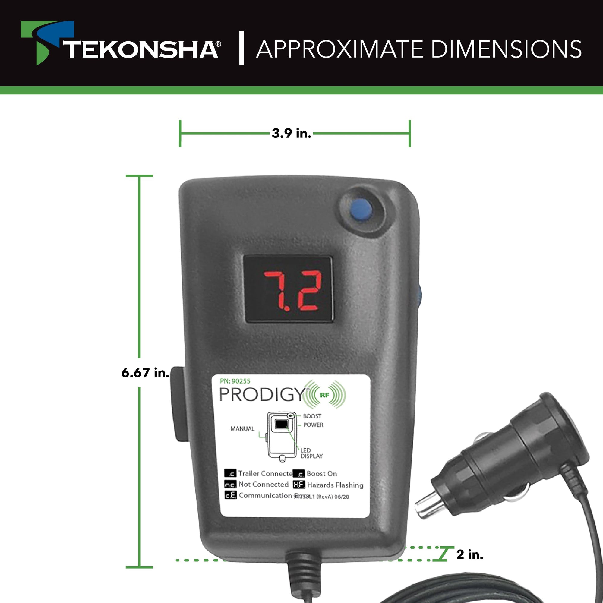 Tekonsha Prodigy RF Bluetooth Handheld Remote, Replacement Part 90257