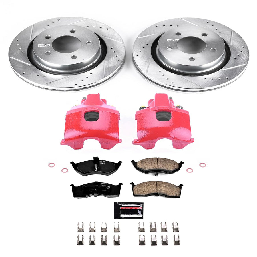 Power Stop Front Z23 Evolution Sport Brake Upgrade Kit KC6179 with Powder Coated Calipers For Chrysler Concorde 2000-2004, Dodge Intrepid 2000-2004 [Model Specific]