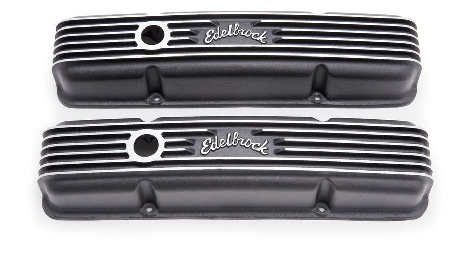 Edelbrock Valve Cover 41433 For Use w/59 Through 86 Small Block Chevy 1 Oil Hole Black Finish