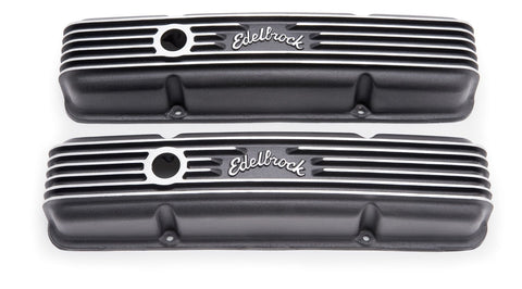 Edelbrock Valve Cover 41433 For Use w/59 Through 86 Small Block Chevy 1 Oil Hole Black Finish
