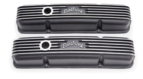 Edelbrock Valve Cover 41433 For Use w/59 Through 86 Small Block Chevy 1 Oil Hole Black Finish