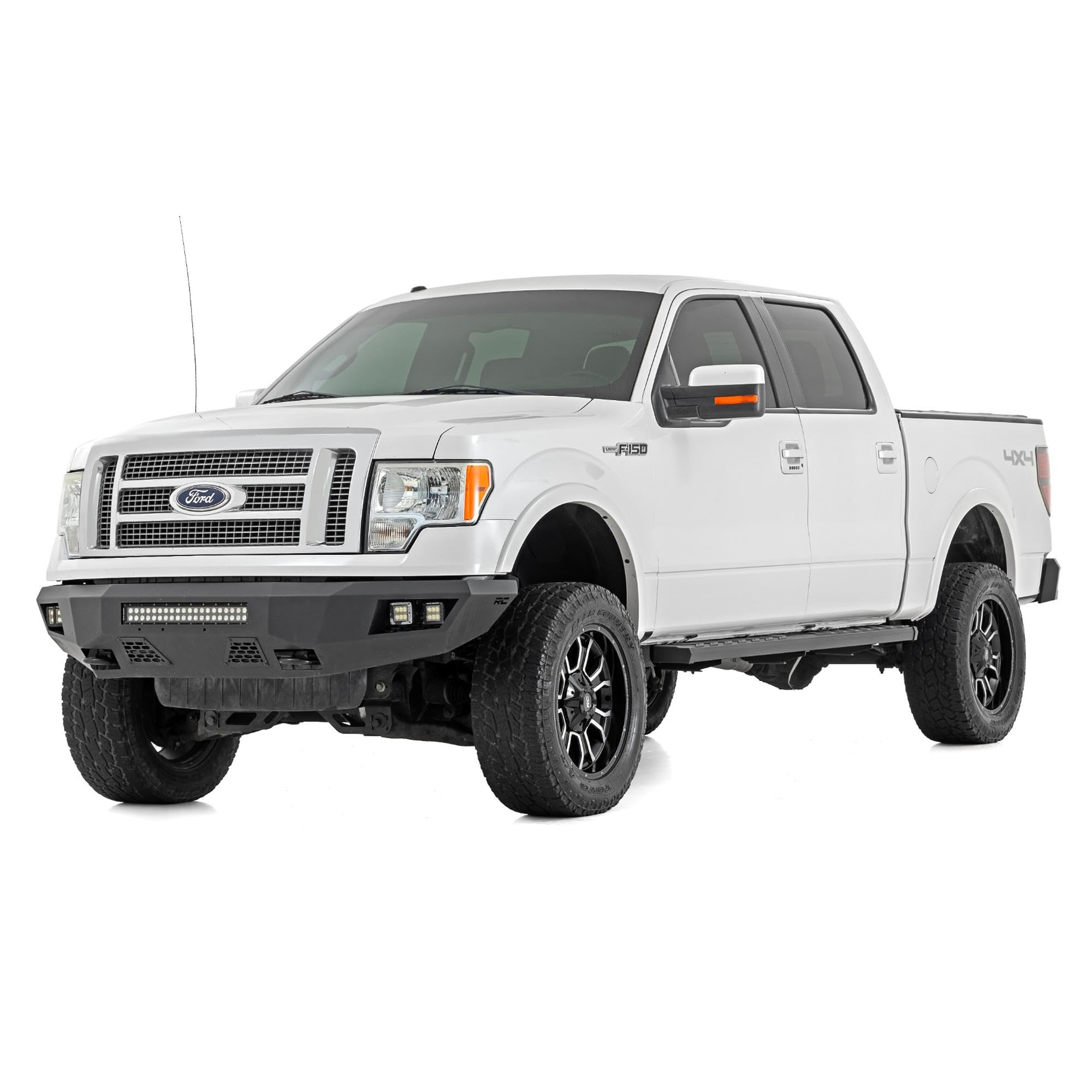 BA2 Rough Country Running Boards for Ford F-150 (2009-2024) - 5" Wide Steel Step Bars, Non-Slip Grip Foot Rails, No-Drill Install, Truck Side Steps