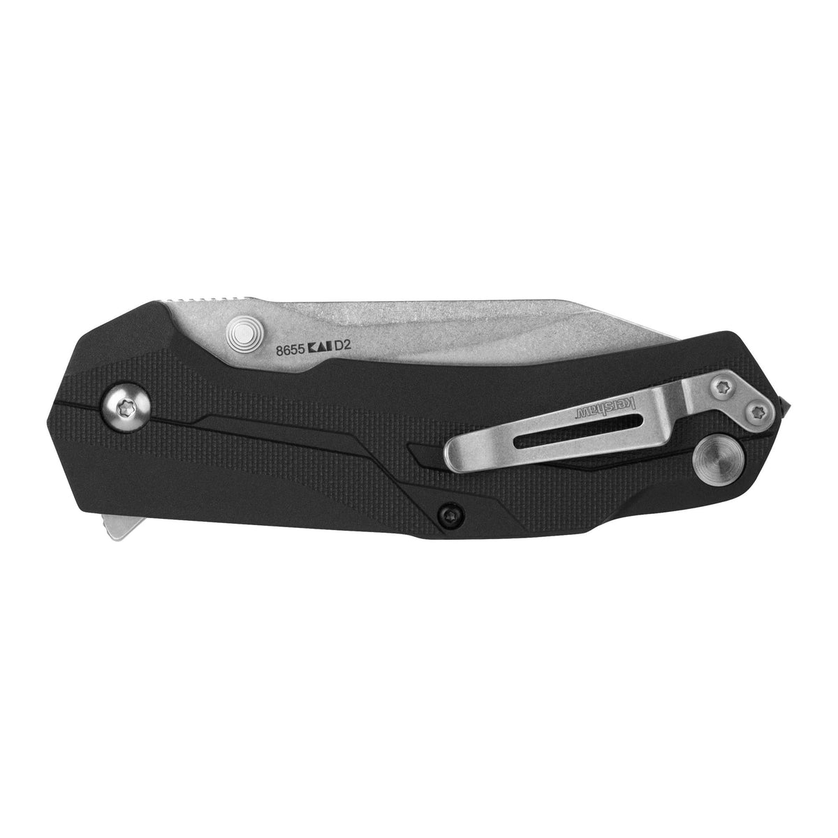 Kershaw Drop Point Drivetrain Pocket Knife, 3.2-in. Blade, SpeedSafe Opening, Frame Lock, Seatbelt Cutter (8655), Black