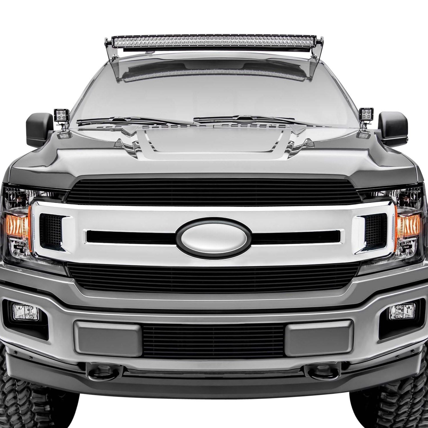 T-Rex Grilles F-150 2018-2020 XLT, Lariat Billet Grille, Black, 2 Pc, Insert, Does Not Fit Vehicles with Camera - PN #20571B
