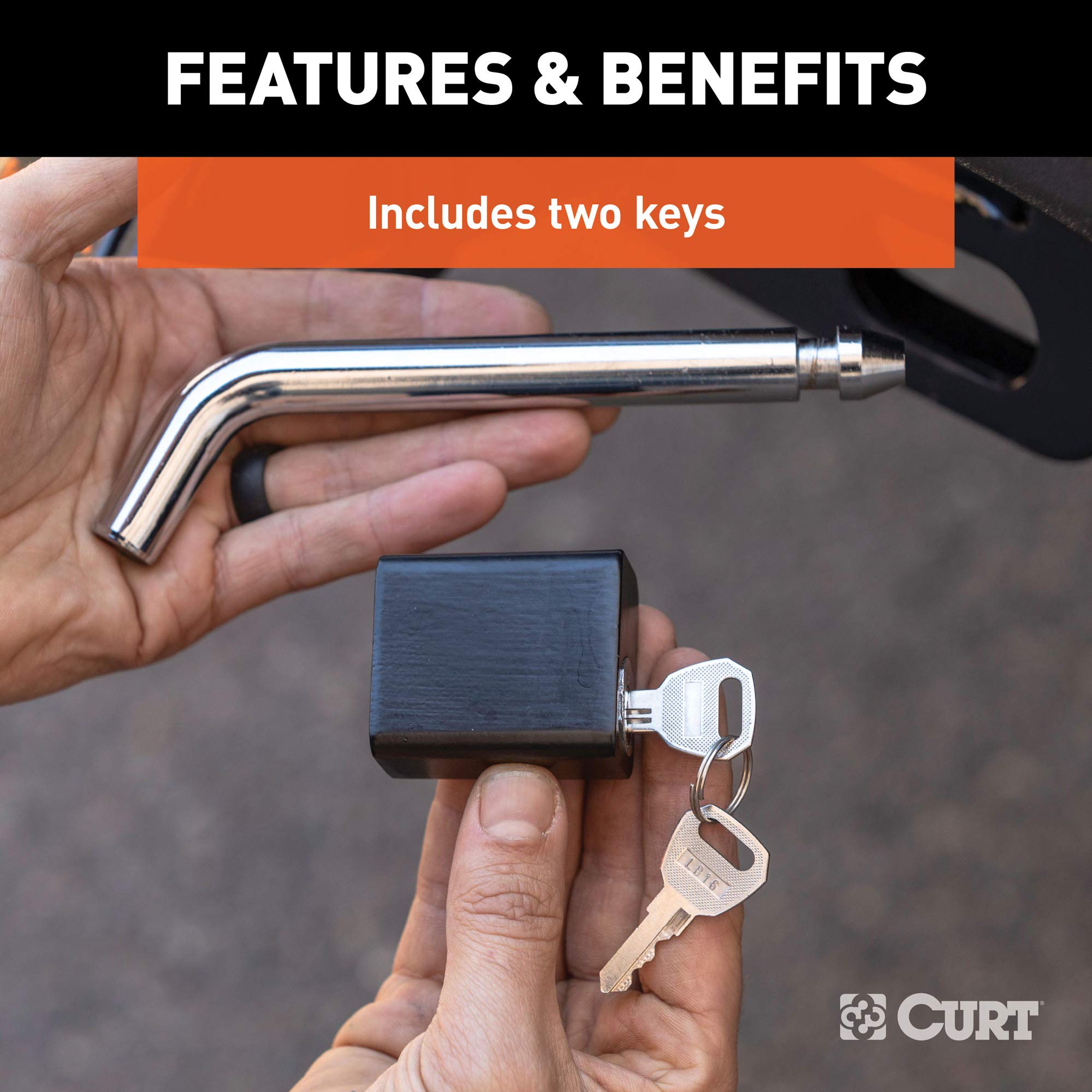 CURT Trailer Hitch Lock 23021, 5/8-Inch Pin Diameter, Fits Most 3-Inch Receivers