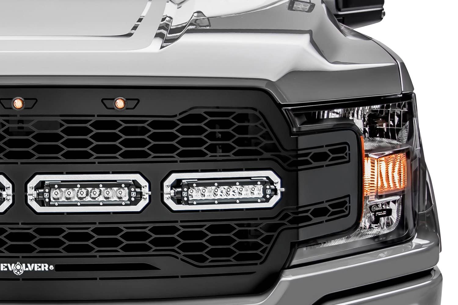 T-Rex Grilles Revolver Grille 2018-2020 F-150, Black, 1 Pc, Replacement with (4) 6 Inch LEDs, Does Not Fit Vehicles with Camera - PN #6515841