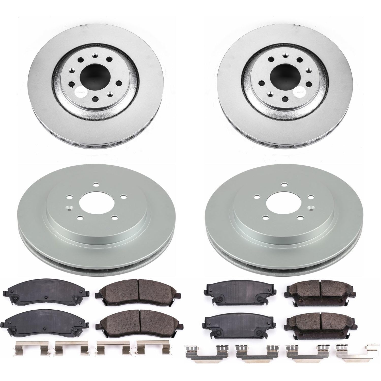 Power Stop CRK2875 Brake Rotor & Coated Ceramic Brake Pads- front & rear For Cadillac CTS 2006-2007 | Cadillac STS 2005-2008 [Vehicle Specific]