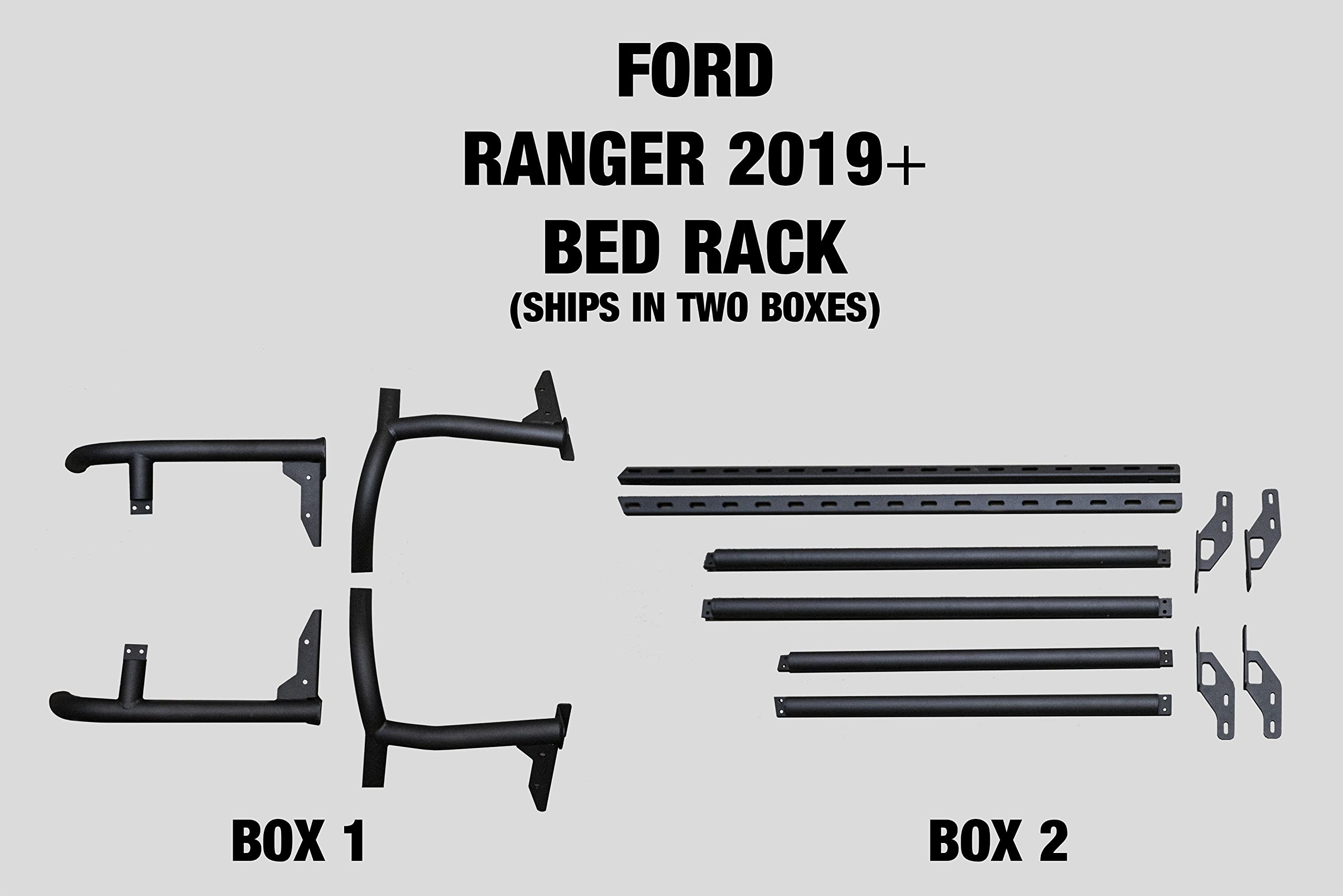 2019-2022 Ranger Truck Bed Rack for Off Road, Overland, Kayak, Camping, Contractor, Pickup, Ladder, Lumber, Utility, Kayak Black