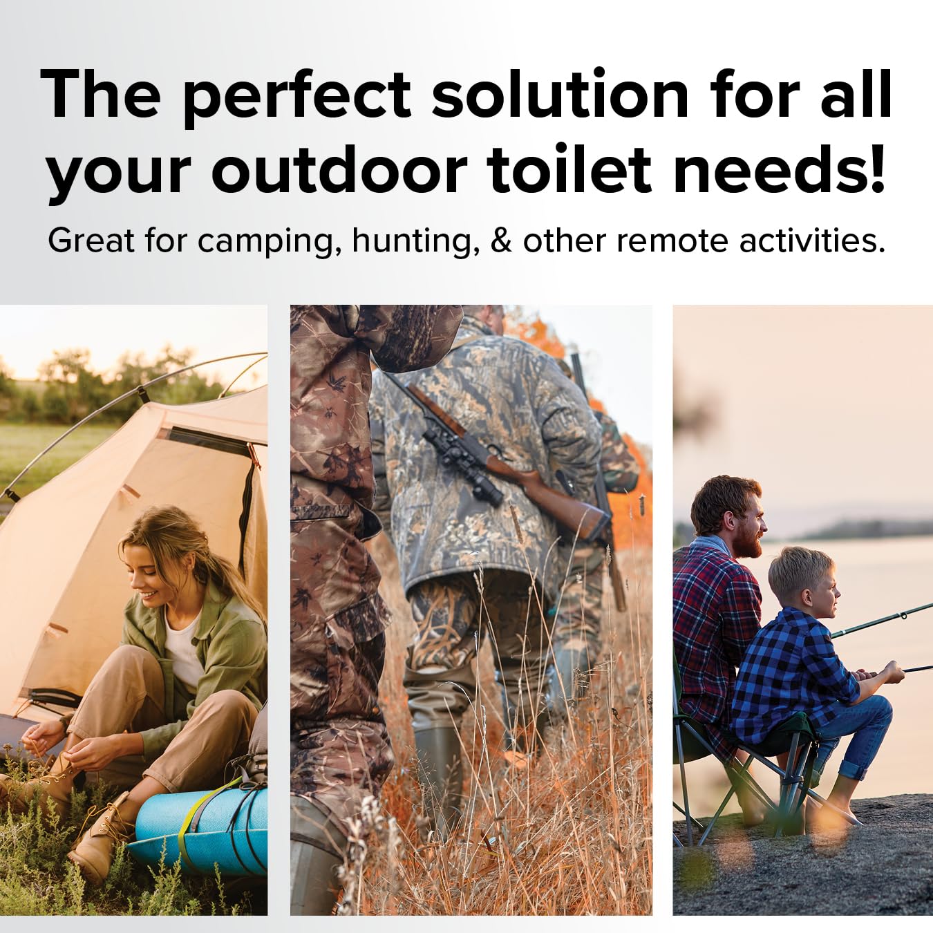 Bucket Toilet Seat with Lid Camco - Converts Standard 5 Gallon Bucket into Portable Toilet for Camping - Convenient Camping Toilet for Hunting & More - Includes 3 RV Toilet Waste Bags (41546)