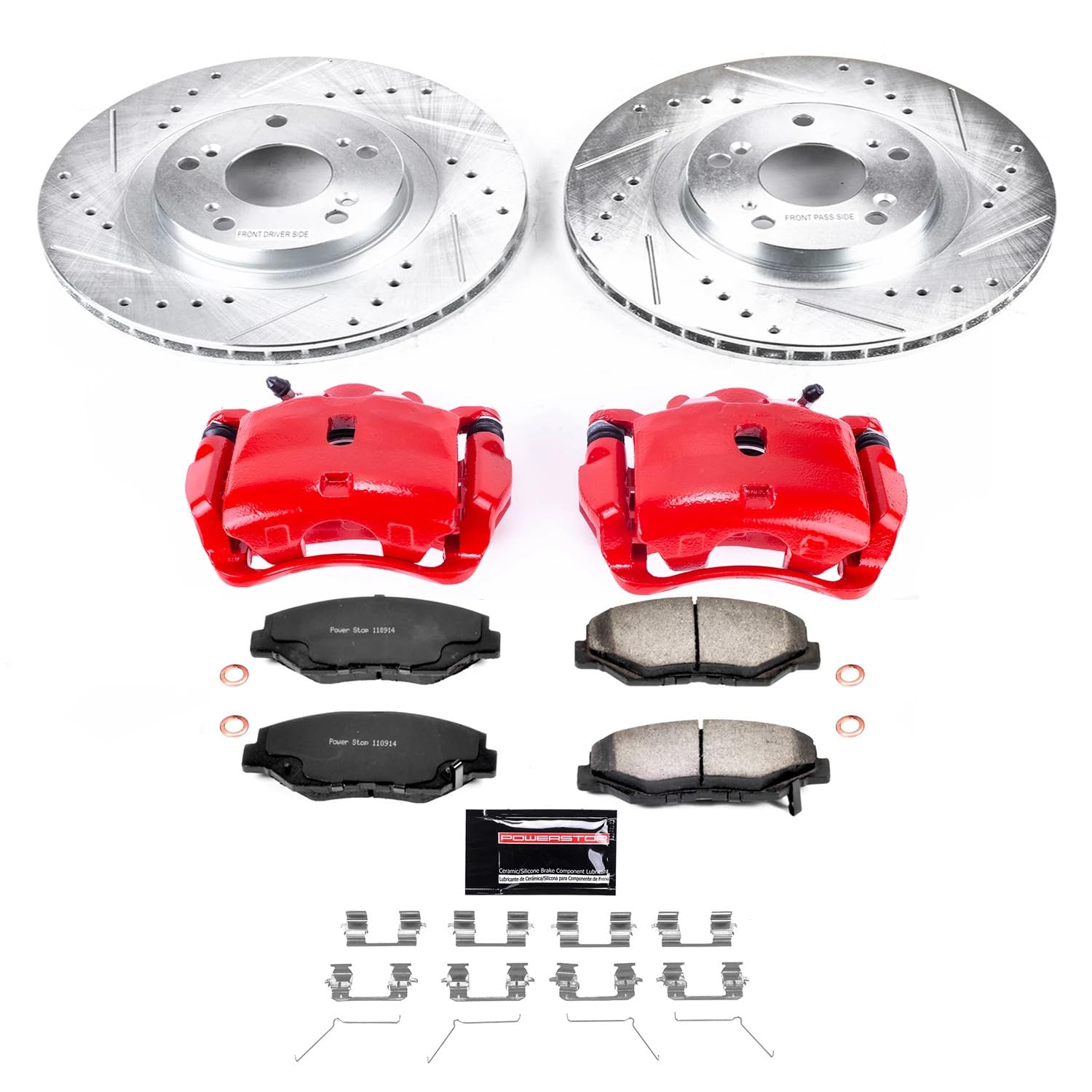 Power Stop Z36 KC3055-36 Truck & Tow Performance Front Brake Kit with Powder Coated Calipers For Acura ILX 2013-2015, Honda CR-V 2005-2006, Honda Civic 2012-2015 [Model Specific]