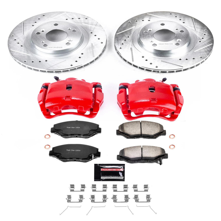 Power Stop Z36 KC3055-36 Truck & Tow Performance Front Brake Kit with Powder Coated Calipers For Acura ILX 2013-2015, Honda CR-V 2005-2006, Honda Civic 2012-2015 [Model Specific]