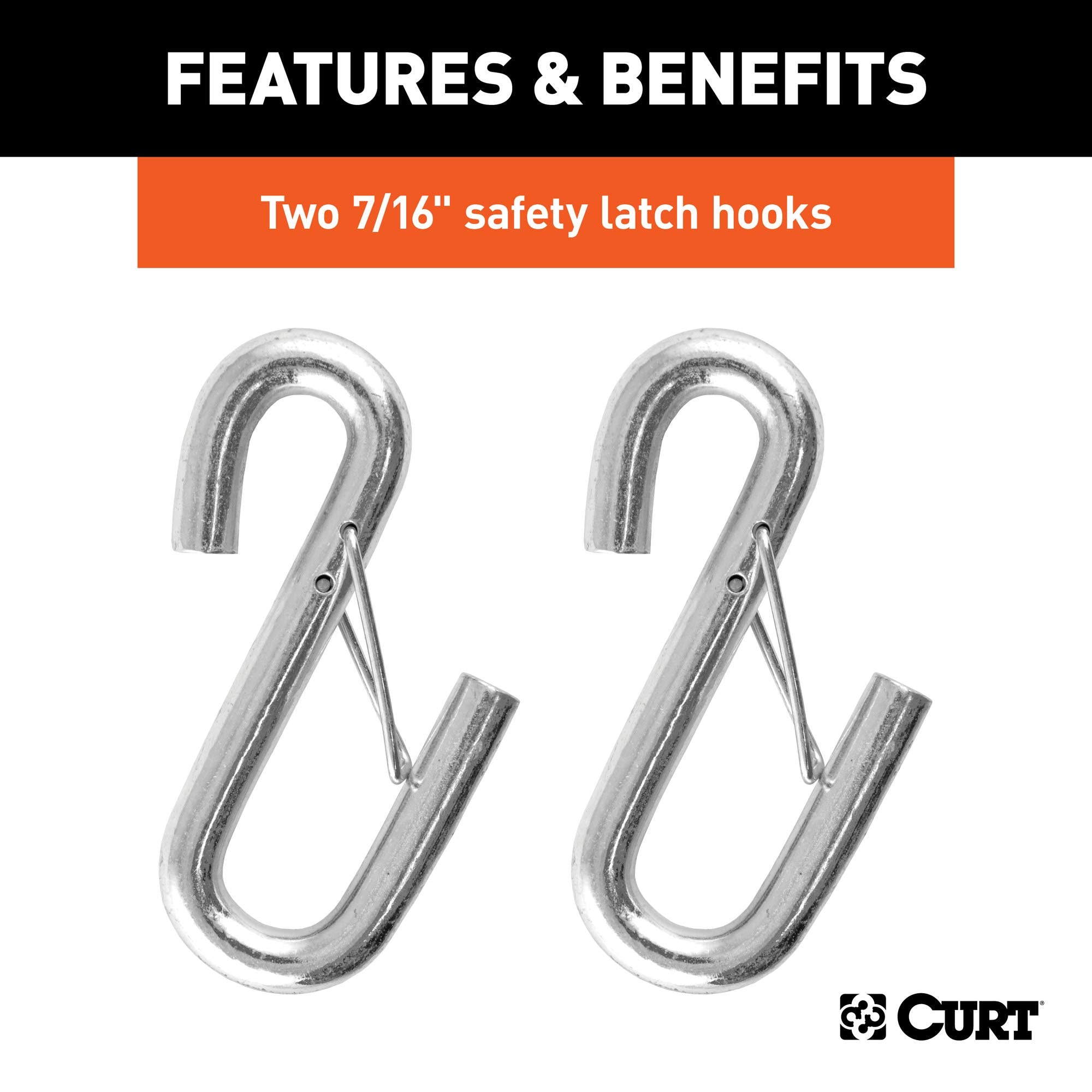 CURT 80151 Vinyl-Coated 44-1/2-Inch Trailer Safety Cables, 7/16-In Snap Hooks, 5,000 lbs Break Strength, 2-Pack
