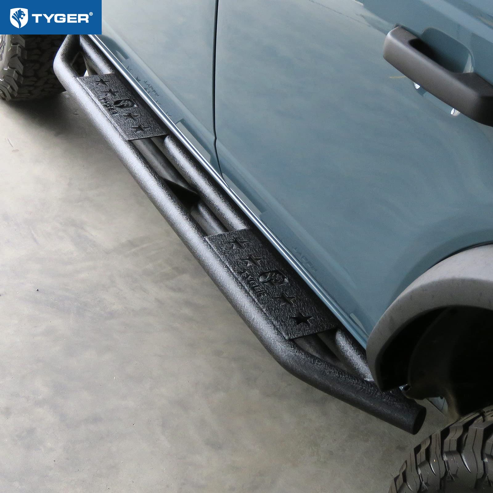 Tyger Auto Compatible with 2021-2026 Ford Bronco Star Armor 4-Door (Not fit Bronco Sport) | TG-AM2F20708 | Side Step Rails Nerf Bars Running Boards