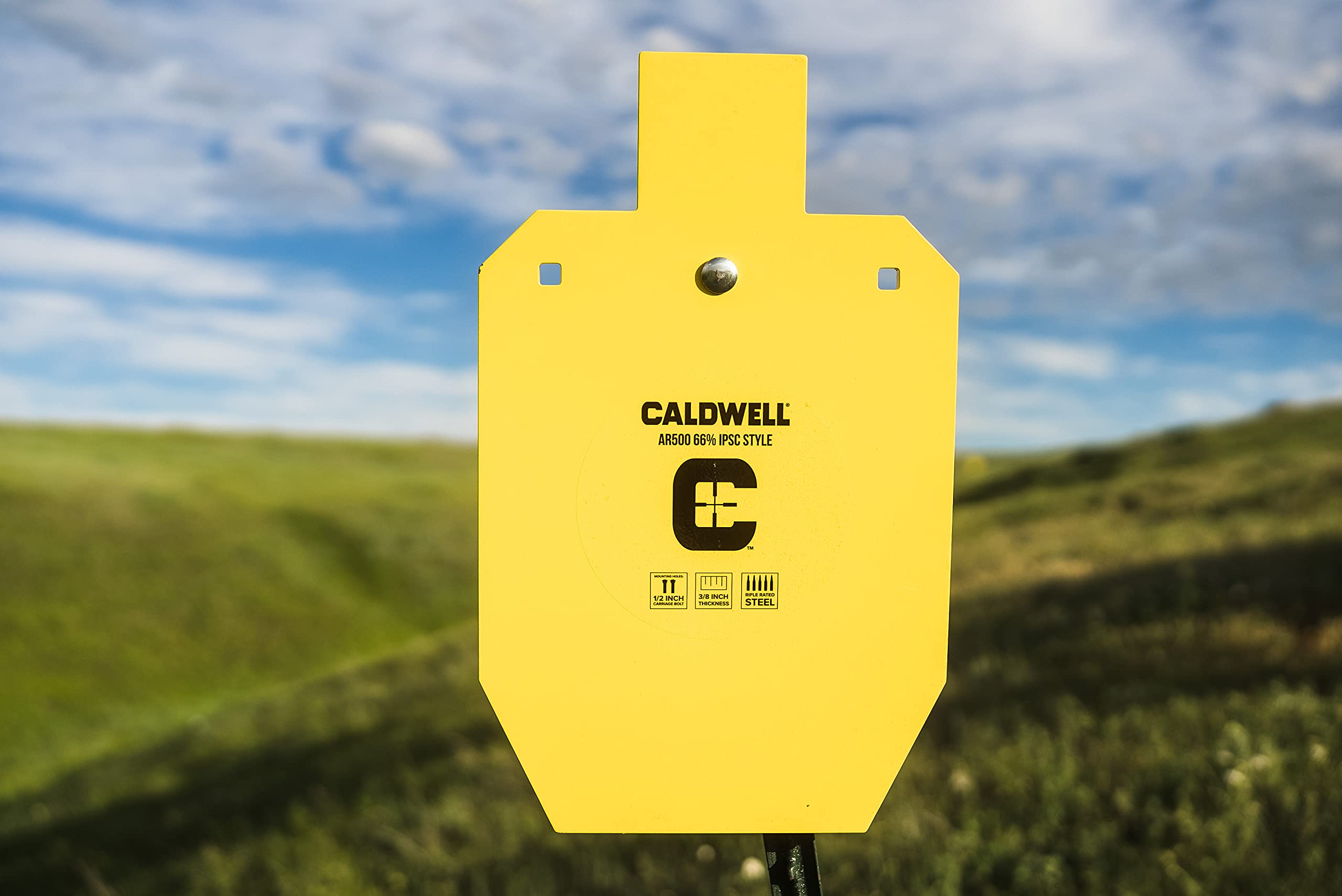 Caldwell AR500 Steel Targets High Caliber 66% IPSC 3/8 Inch Thickness, Rifle Rated for Precision Shooting and Target Practice with Hanging Options (Sold Separately)