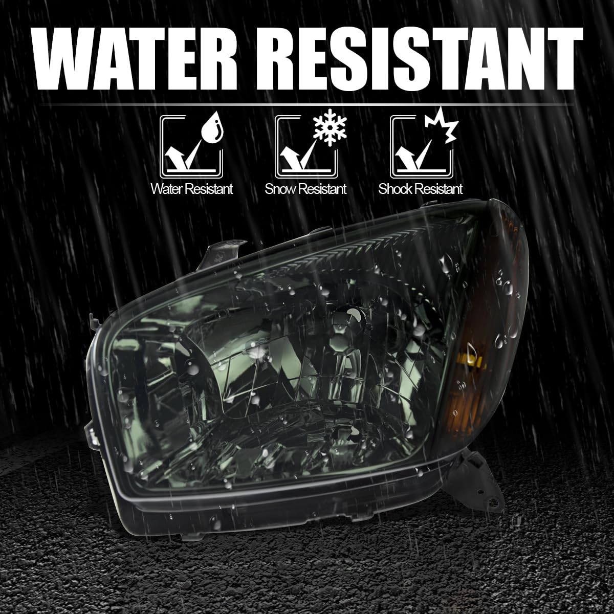 Smoke Spec-D Tuning Headlights Compatible with 2001-2003 Toyota RAV4, Left + Right Pair Headlamps Assembly