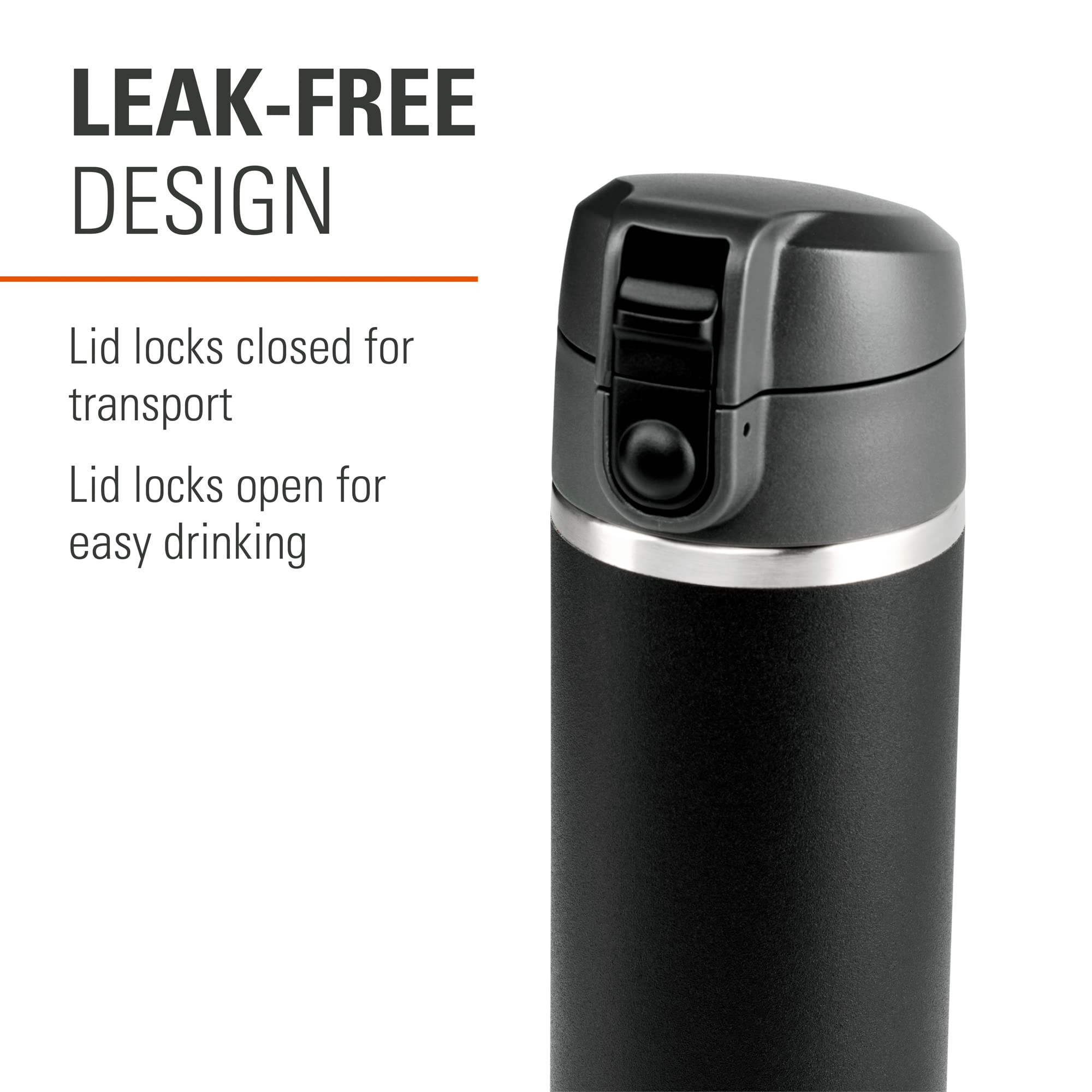 Microlite Water Bottle, GSI Outdoors, Vacuum-Insulated Stainless Steel, for Camping, Black, 17 Fluid Ounces