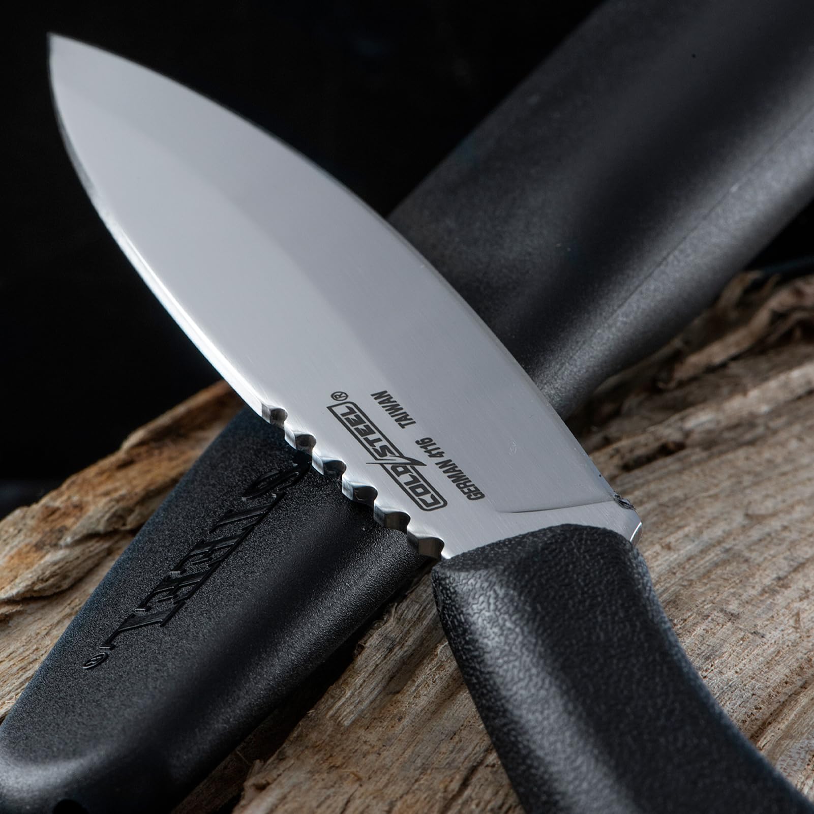 Cold Steel 4" Canadian Belt German 4116 Stainless Steel Fixed Blade Drop Point Outdoor Hunting Utility Knife, 4.5" High Impact Polypropylene Handle, Durable Secure-Ex Sheath Included