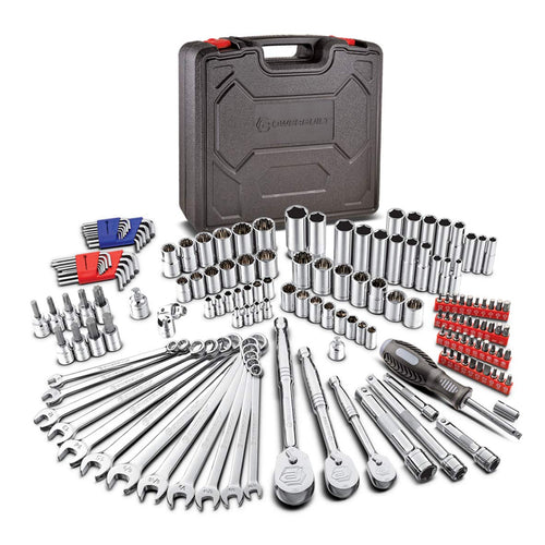 Powerbuilt 642453 Mechanics Tool 152 Piece 1/4-inch, 3/8-inch, and 1/2-inch Drive- with SAE and Metric Socket Set, 72 Tooth Seal-Head Ratchet, Automotive Tool Kit, including Case