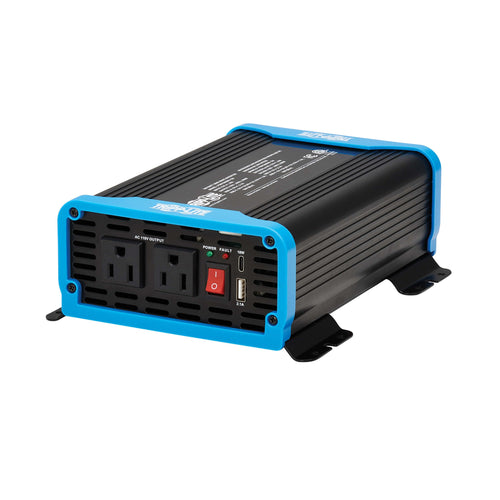 300W Tripp Lite Compact Pure Sine Wave Power Inverter, 2 Outlets, 1 USB + 1 USB-C Charging Ports, Mounting Brackets Included, 2-Year Warranty (PINV300SW-120)