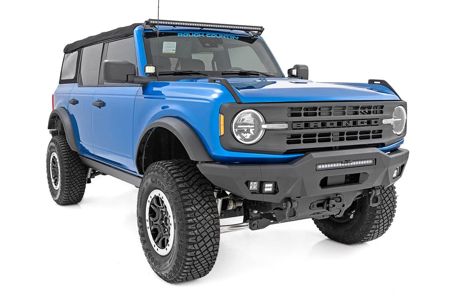 Power Running Boards Rough Country with LED Step Lights for Ford Bronco, 4-Door (2021-2025) - Retractable Electric Side Steps w/Dual Motors, LED Lights, Textured Anti-Slip Surface