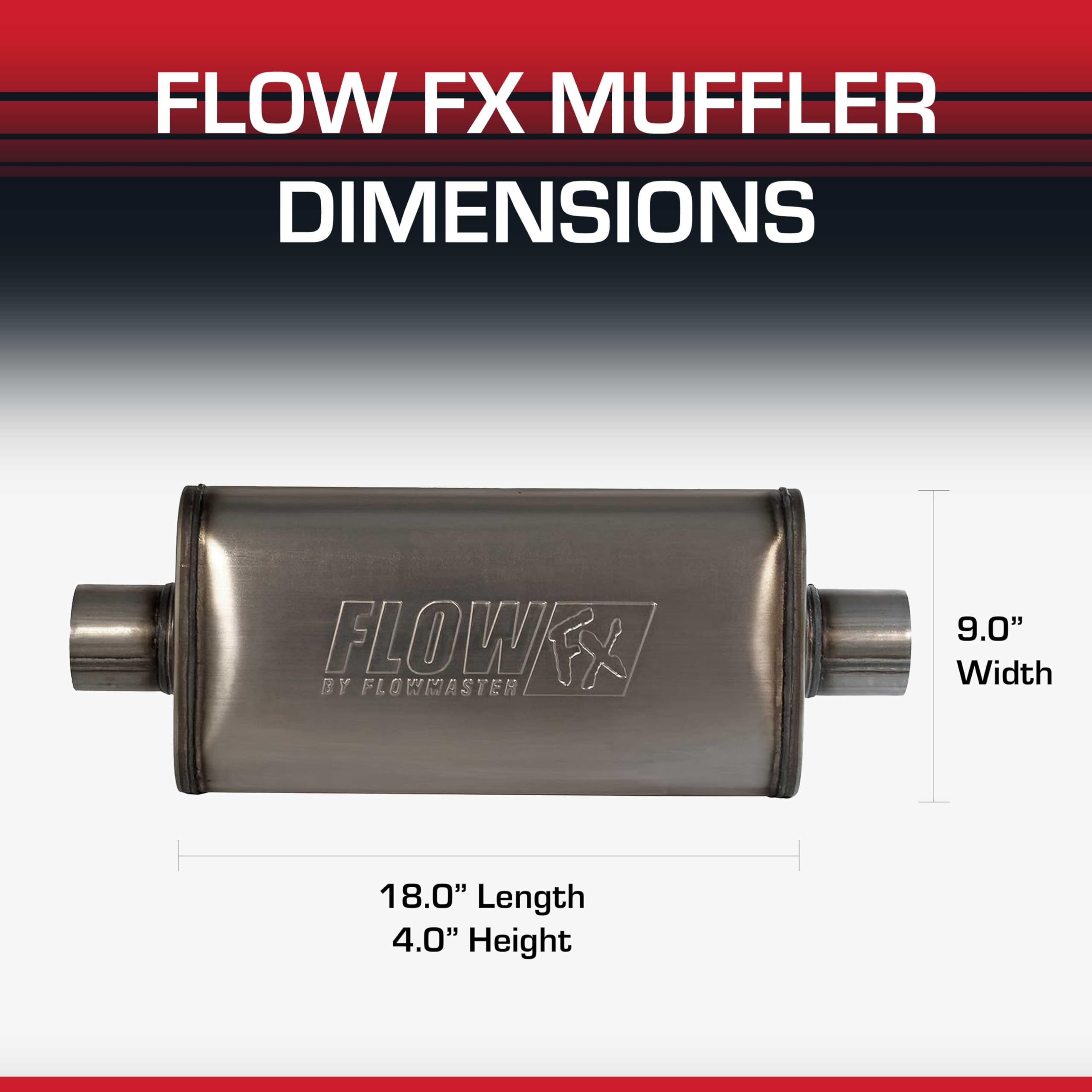 Flowmaster Muffler Flow FX – 3.00” Center In / 3.00” Center Out – Moderate Sound – Stainless Steel – Affordable Performance for Modern Trucks, Muscle Cars & Daily Drivers (71249)