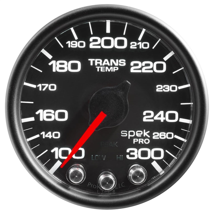 AutoMeter Gauge P34232 Transmission Temp (Spek-Pro Gauge, Trans Temp, 2 1/16", 300ºf, Stepper Motorwith Peak & Warn, Blk/Blk, Spek-Pro)