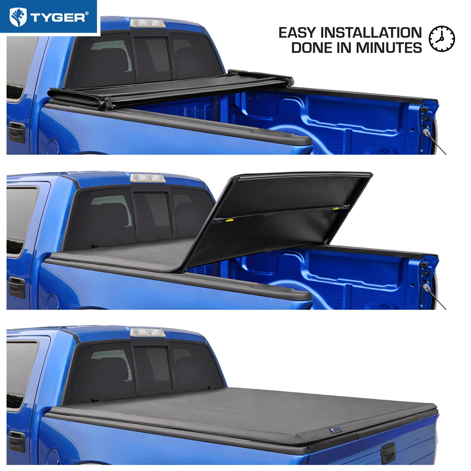 Tyger Auto T3 Soft Truck Bed Tri-fold Cover Compatible with 2019-2026 Chevy Silverado GMC Sierra 1500 (Not fit 19 LD/Limited) | 6'7" (79") Bed | TG-BC3C1054
