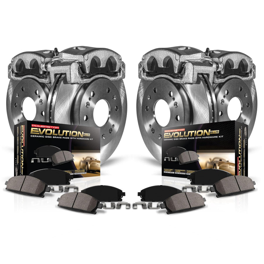 Power Stop Autospeciality KCOE7921 Replacement Front and Rear Caliper Kit- OE Rotors, Ceramic Brake Pads, Calipers