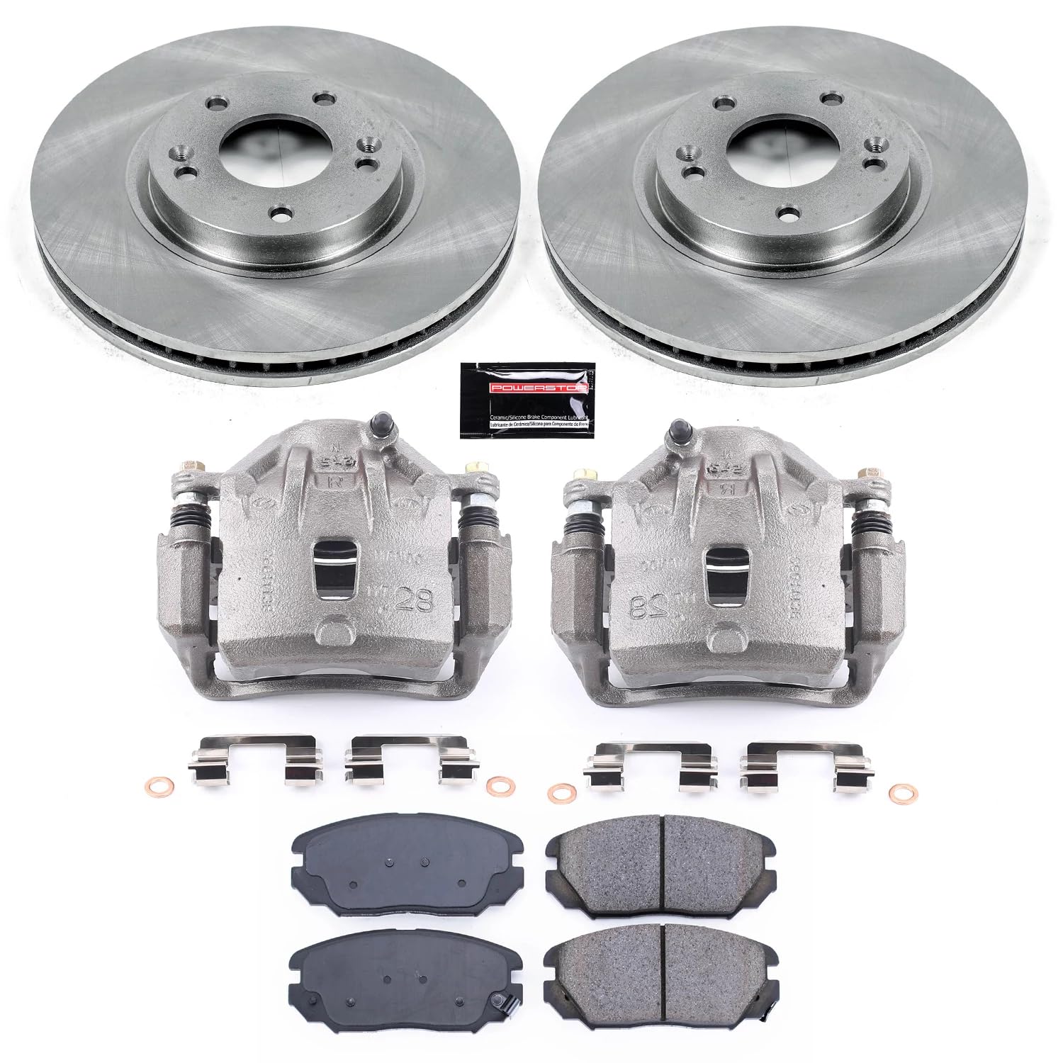 Power Stop KCOE4647A Replacement Autospeciality Front Caliper Kit- OE Rotors, Ceramic Brake Pads, Calipers For Hyundai Sonata 2006-2010 [Model Specific]