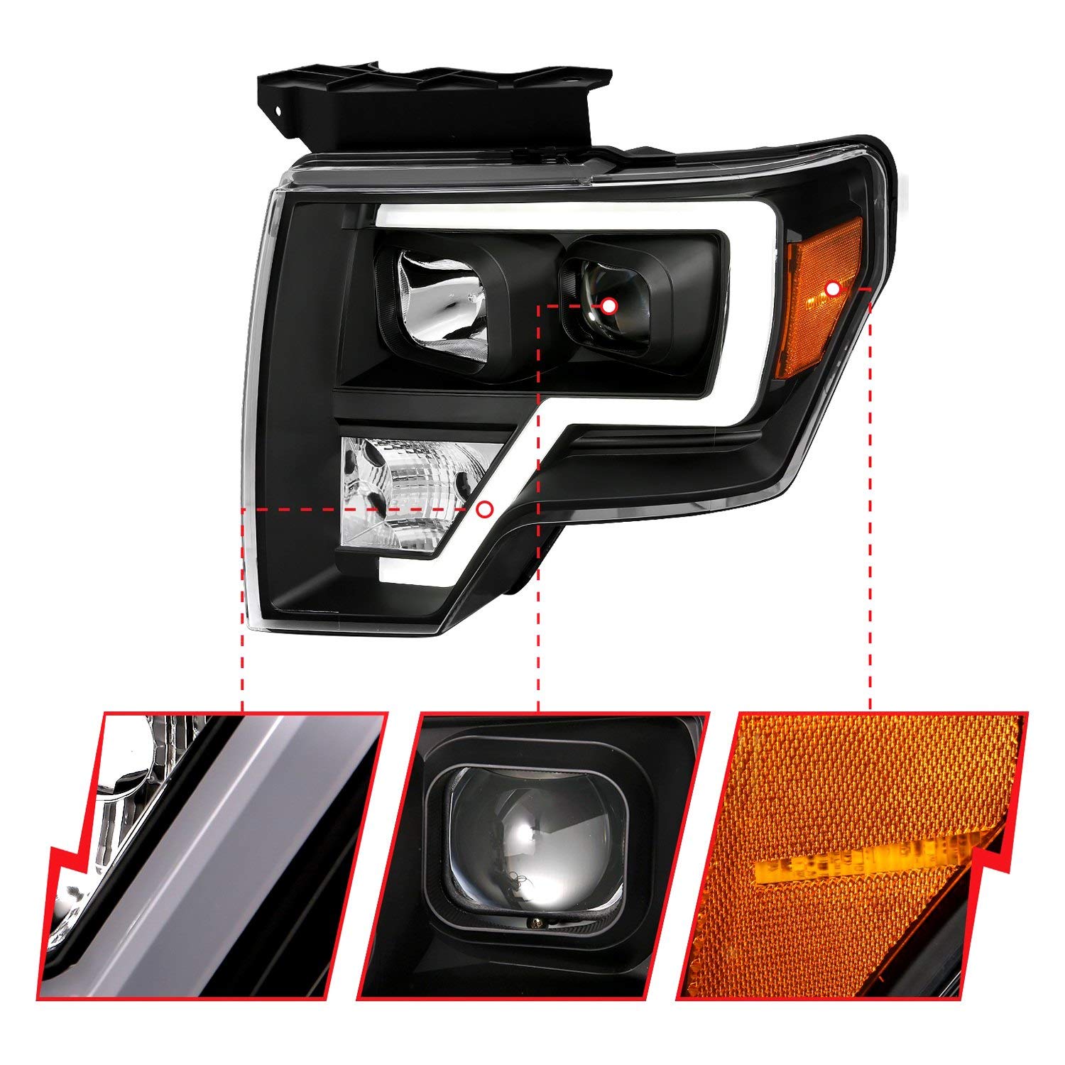 111443 ANZO USA Projector Headlamps Fits Ford F-150
