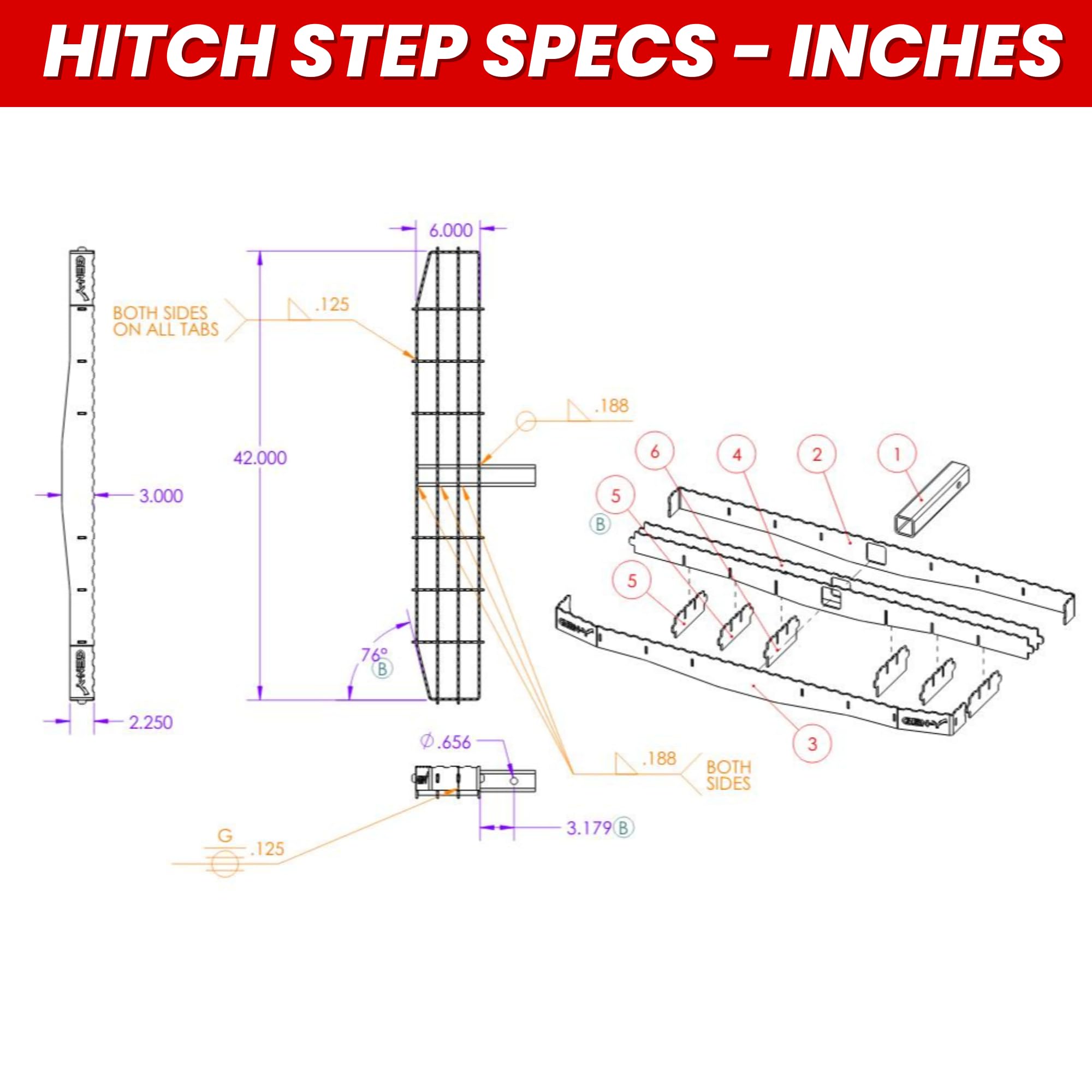 GEN-Y Extra Wide Heavy-Duty Hitch Step with Serrated Boot Scraper for 2" Receiver, 600 LB Capacity, Black