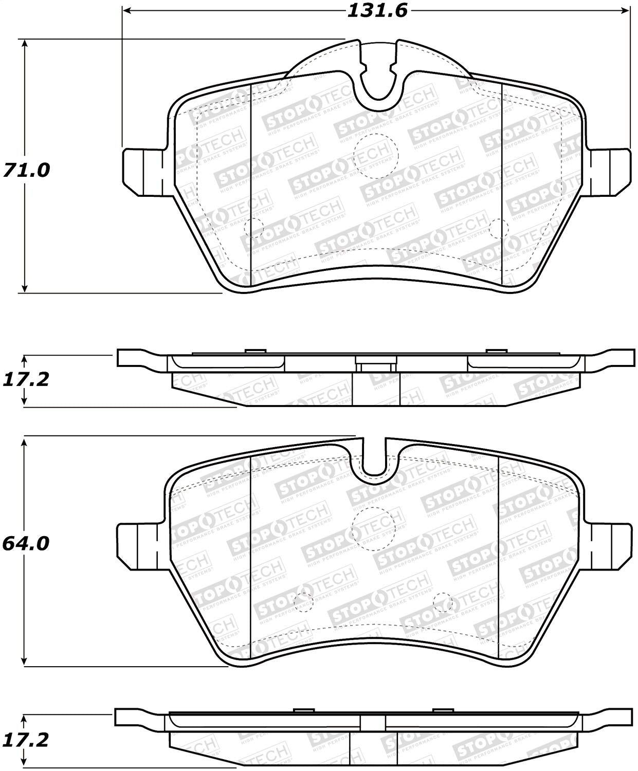 Front StopTech 308.12041 Brake Pads with Shims; Street
