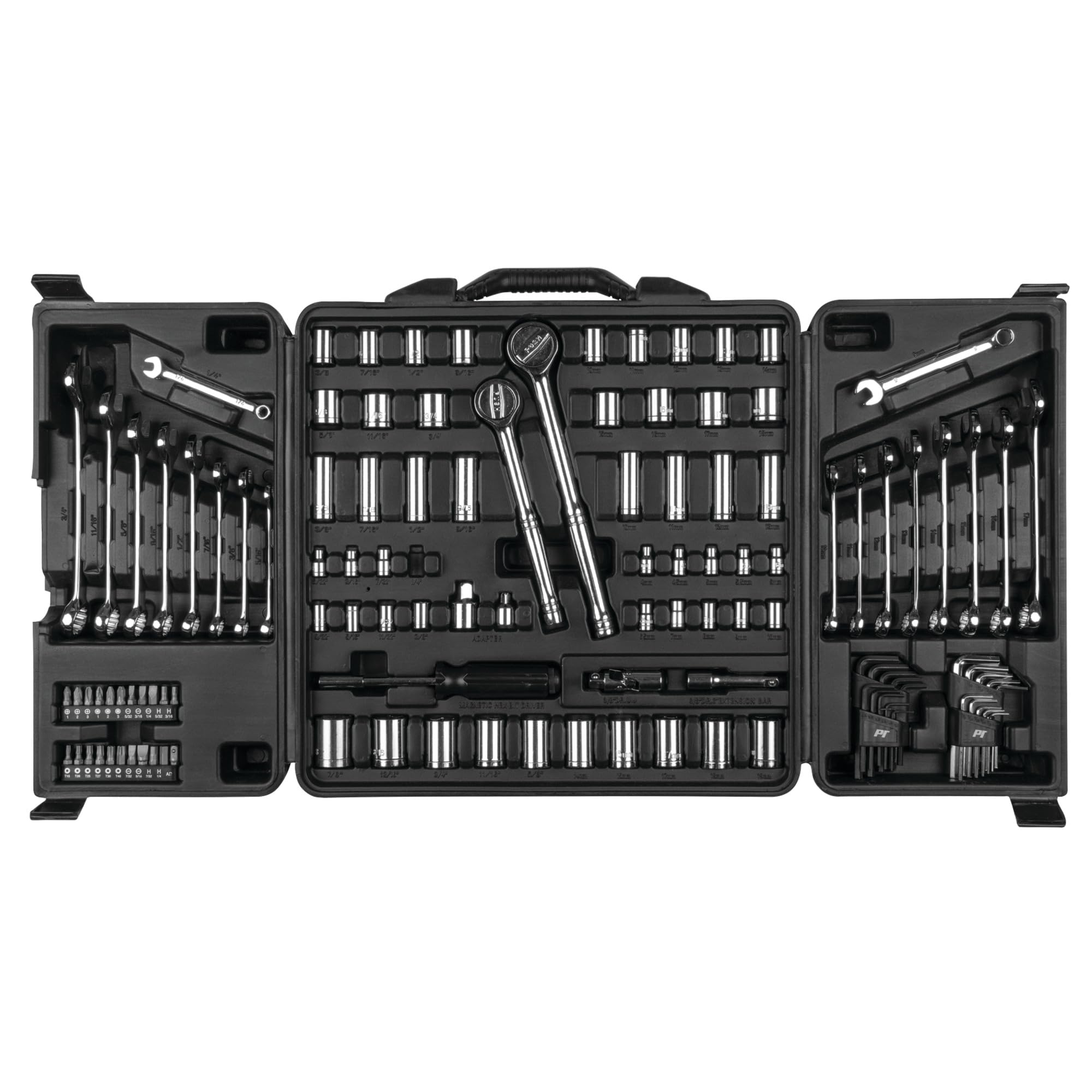 Tri-Fold Mechanic's Tool Set Performance Tool W1525 for Auto Repairs, Gray, 1/4-Inch, 3/8-Inch & 1/2-Inch Drive, 125 Pieces