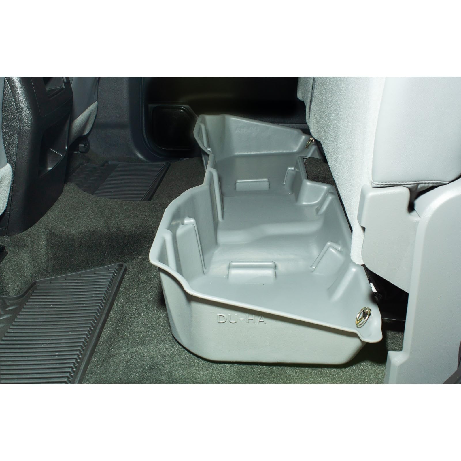 Under Seat Storage DuHa 10302 fits 2014-2018 Silverado/ Sierra Light Duty Crew Cab & 2015-2019 Heavy Duty Crew Cab | Tan Heavy-Duty Back Seat Organizer | Includes Dividers